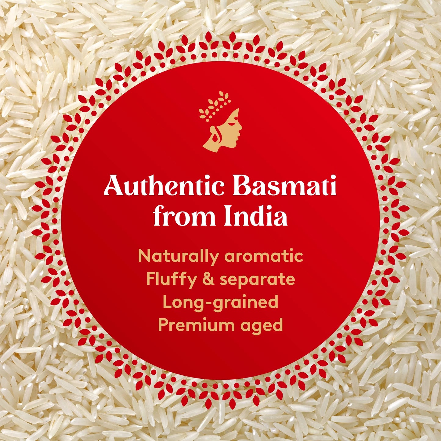 Authentic  Naturally Aged Indian White Basmati Rice, Long-Grain, Gluten-Free - 20 Lb. Bag