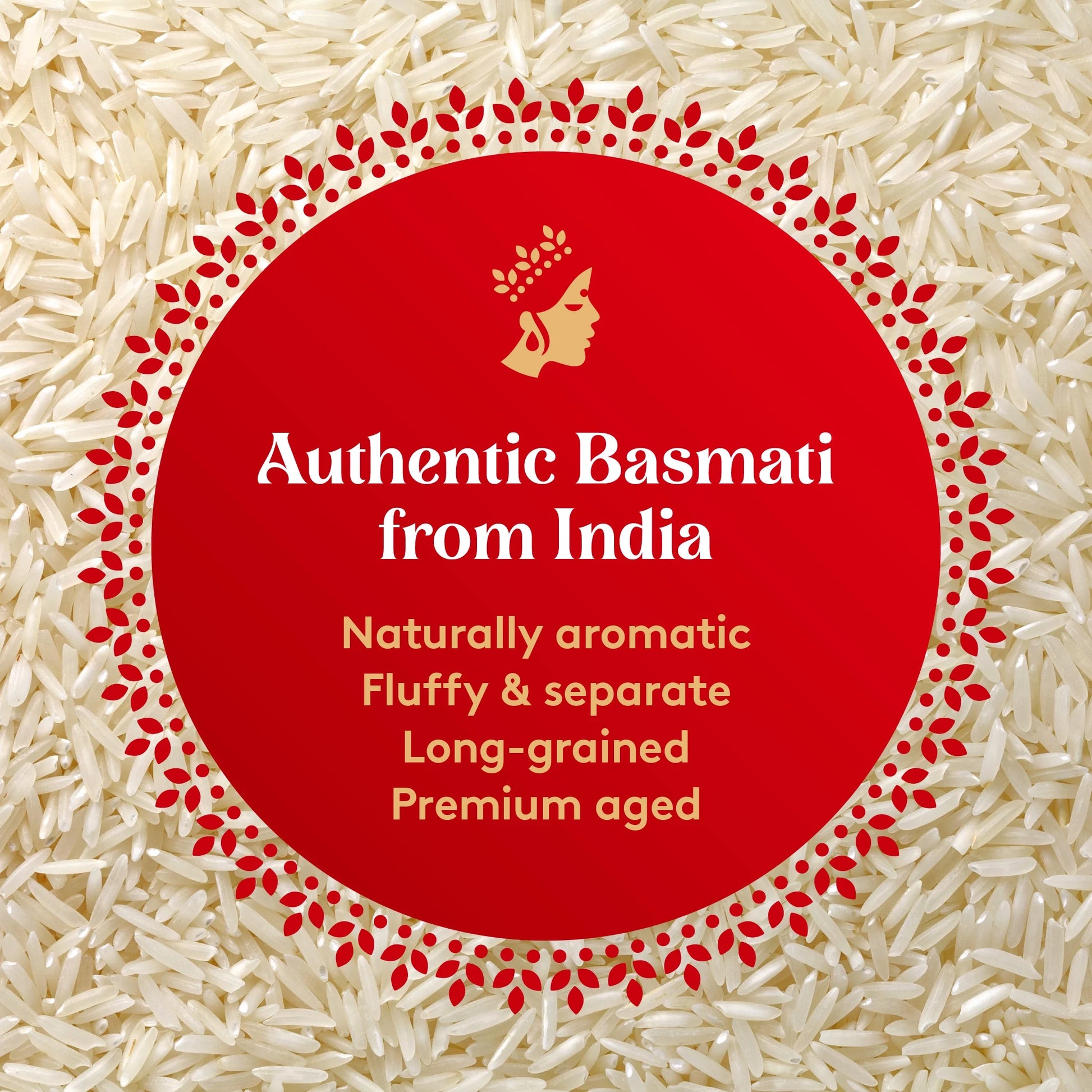 Authentic  Naturally Aged Indian White Basmati Rice, Long-Grain, Gluten-Free - 20 Lb. Bag