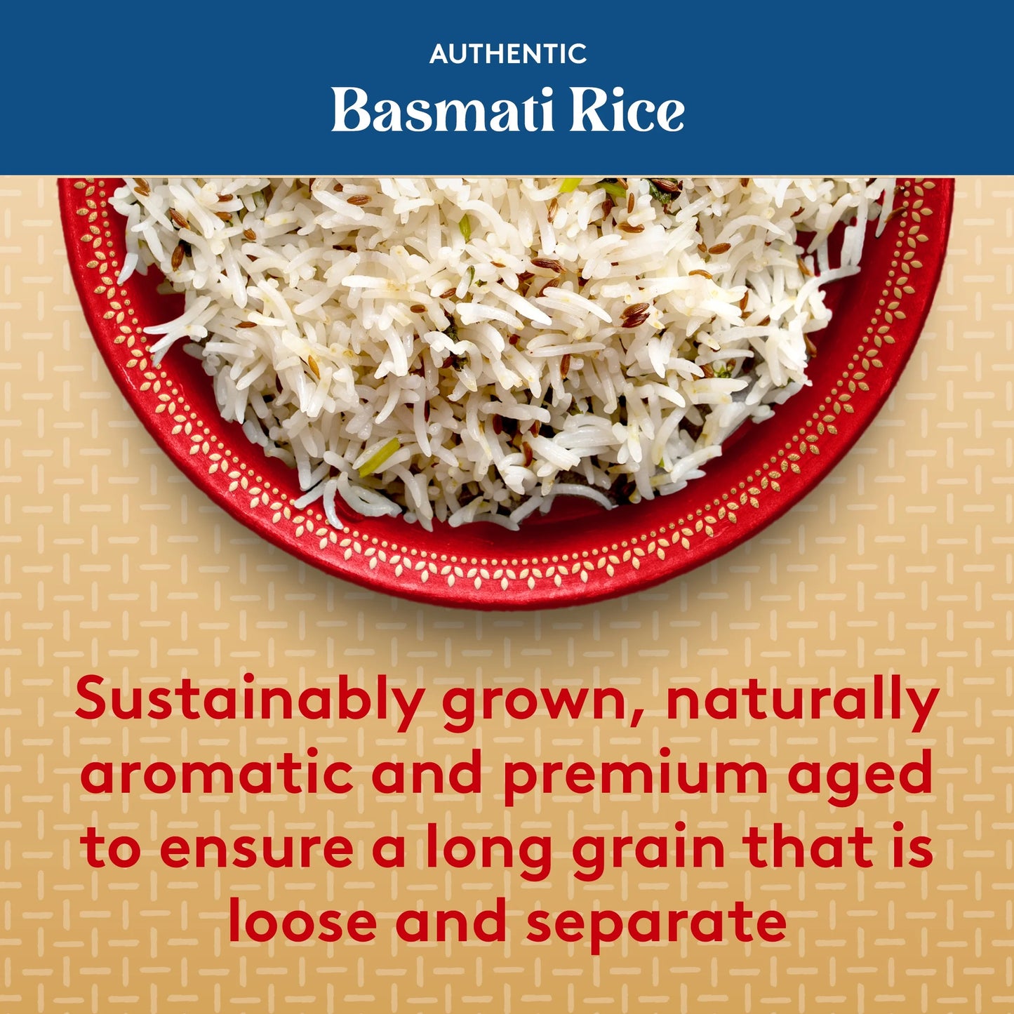 Authentic  Naturally Aged Indian White Basmati Rice, Long-Grain, Gluten-Free - 20 Lb. Bag