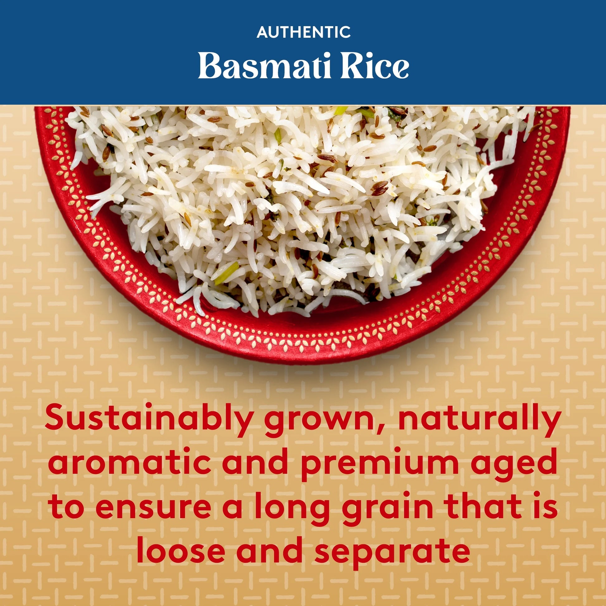 Authentic  Naturally Aged Indian White Basmati Rice, Long-Grain, Gluten-Free - 20 Lb. Bag